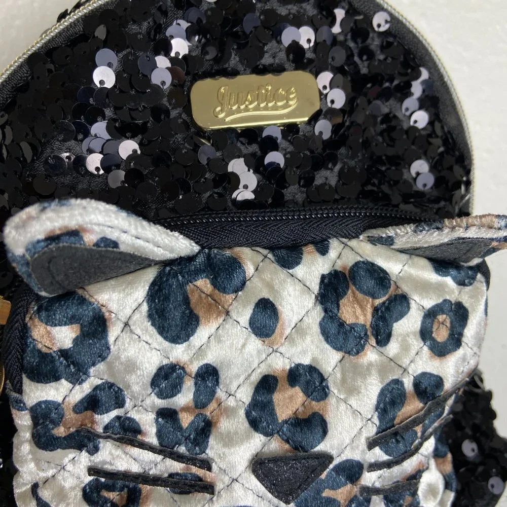 Justice mini sequin cat backpack Like new